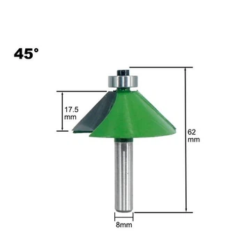 Фреза кромкова конусна з нижнім підшипником 8x17.5x45°