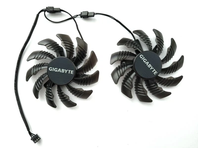 Вентилятор кулер для видеокарты Gigabyte RX 460 560 R7 370 GTX 750 Ti 950 960 1050 Ti (orgnl) 77 мм 3-pin Everflow T128010SM (PLD08010S12H FY08010H12LPA) комплект 2 шт (№17.9)