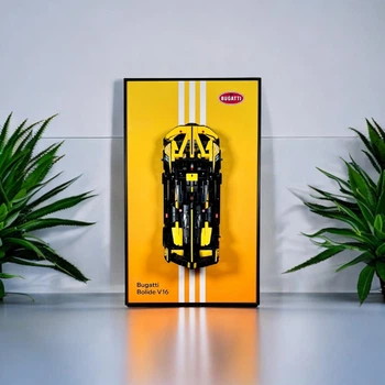 Арт Держатель Рамка на Стену 50x30 см. для Фирменного Конструктора Technic Bugatti Bolide (42151) Type-A
