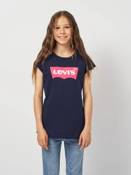 Дитяча футболка для дівчинки Levi's Lvg Batwing Tee 3EK825-C6Y-LY 116 см (6A) Темно-синя (3666643067946)