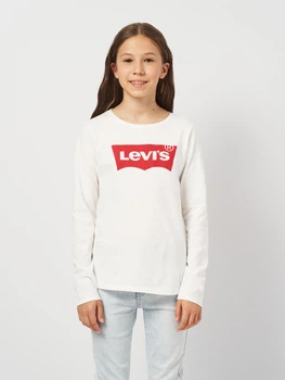 Дитяча футболка з довгими рукавами для дівчинки Levi's 3EA643-001-LW 110 см (5A) Біла (3665115021400)