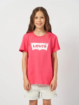 Подростковая футболка для девочки Levi's Lvg Multi Daisy Batwing Tee 4EK418-AGW-LQ 134-140 см Розовая (3666643070601)