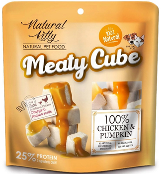 Opakowanie mokrej karmy Pettric Natural Kitty Meaty Cube Kurczak z dynią 8 x 60 g (4712937602283)