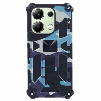Чехол Military Shield для Xiaomi Redmi Note 13 Pro 5G бампер противоударный с подставкой Navy-Blue