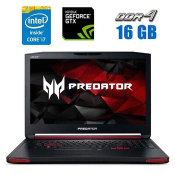 Игровой ноутбук Acer Predator 15 G9-591-70VM / 15.6" (1920x1080) IPS / Intel Core i7-6700HQ (4 (8) ядра по 2.6 - 3.5 GHz) / 16 GB DDR4 / 120 GB SSD + 1000 GB HDD / nVidia GeForce GTX 970M, 3 GB GDDR5, 192-bit / WebCam б/у