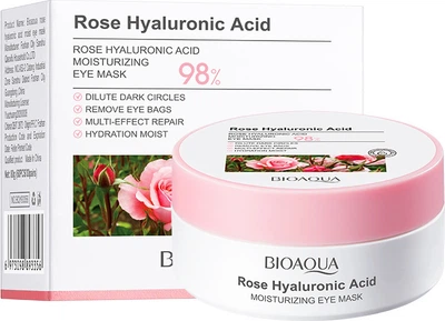 Гідрогелеві патчі під очі Bioaqua Rose Hyaluronic Acid Moisturizing Eye Mask з трояндою та гіалуроновою кислотою 60 шт (6973098893356)