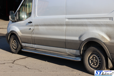 Боковые пороги подножки площадки на LWB Ford TRANSIT 14- d60х1,6мм Форд Транзит ST7172