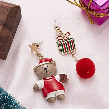 Сережки новорічні Анна Ясеницька "Merry Christmas 2", різнокольорові, 7,8 см і 6,7 см