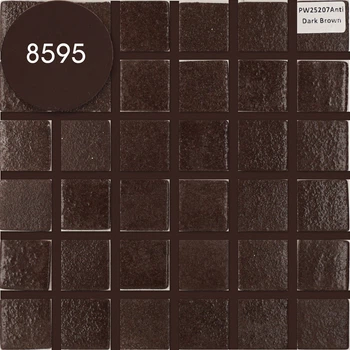 Мозаика АкваМо коричневая, нескользящая PW25207 Anti Dark Brown 31.7х31.7 стеклянная для ванны, душевой за 1