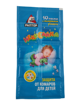 Пластина от комаров Раптор Некусайка для детей, 10 шт (000031)