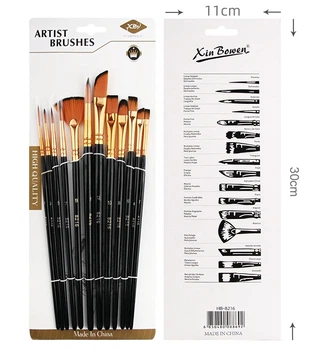 Набір з 12 шт. пензлів для бодіарту Artist Brushes чорний