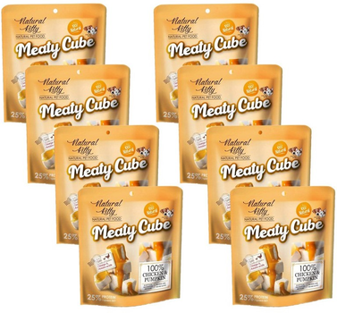 Opakowanie mokrej karmy Pettric Natural Kitty Meaty Cube Kurczak z dynią 8 x 60 g (4712937602283)