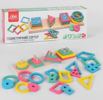 Дерев'яна іграшка геометричний сортер Fun Game, 87639