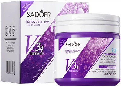 Отбеливающий зубной порошок Sadoer V34 Whitening Tooth Powder 50 г (6942017808702/6974723271228)