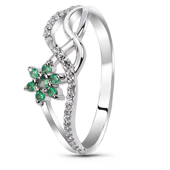 Серебряное кольцо с зеленым фианитом ФК204ЦЗ ФК204ЦЗ 15.5р.