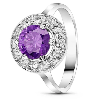 Серебряное кольцо с фиолетовым фианитом Луна ПДК37ЦАМ 18.5р.