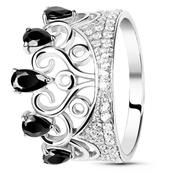 Серебряное кольцо с черным фианитом Корона СК6024ЦЧ 18.5р.
