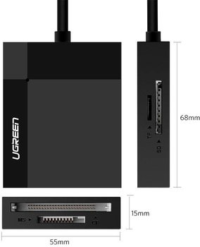 Czytnik kart Ugreen USB 3.0 SD micro-SD CF MS Black (6957303832316)