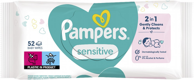 Детские Влажные Салфетки Pampers Sensitive 52 шт (8001841041391)