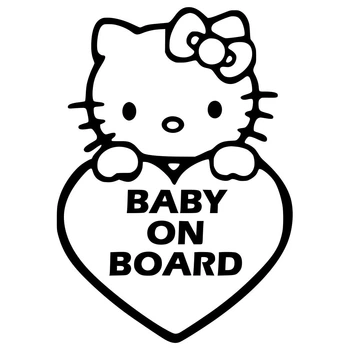 Наклейка на Авто / Мото / Вітрину на Скло Кузов "Baby in car/Дитина в машині/Малюк за кермом - Hello Kitty"