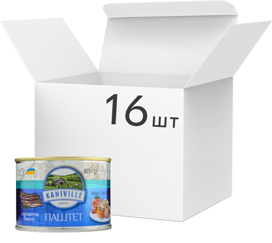Упаковка мясного паштета Kaniville с ароматом бекона 185 г х 16 шт (4820255191294)