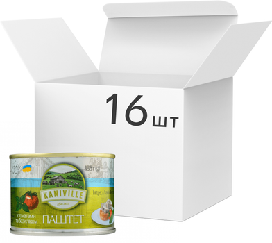 Упаковка мясного паштета Kaniville с томатами и базиликом 185 г х 16 шт (4820255191270)
