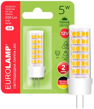 Светодиодная капсульная лампа EUROLAMP LED силикон G4 5W 500Lm 3000K 12V LED-G4-0530(12)