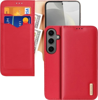 Etui z klapką Dux Ducis Hivo blokadą RFID do Samsung Galaxy S24 Red (6934913021804)