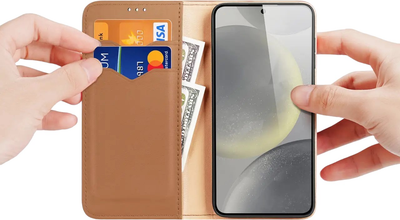 Etui z klapką Dux Ducis Hivo blokadą RFID do Samsung Galaxy S24 Plus Brown (6934913021828)