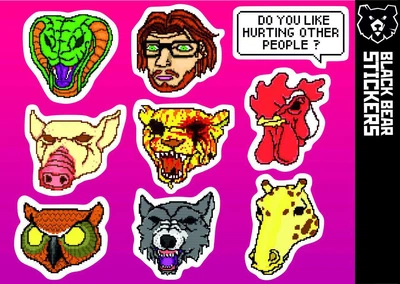 Стикерпак "Hotline Miami", пиксельарт, наклейки, видеоигра (stpack-hotlinemiami)