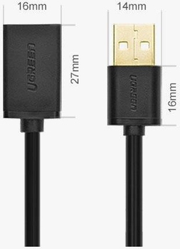 Кабель-подовжувач Ugreen USB Type-A to Type-A 2 m Black (6957303813162)