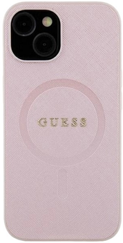 Etui Guess Saffiano do iPhone 15 Plus z MagSafe Pink (3666339156190)