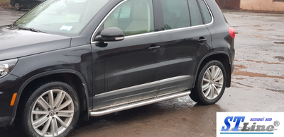 Бічні пороги підніжки майданчики для Volkswagen Tiguan 1 11-15 d60х1,6мм Фольксваген Тигуан ST6317