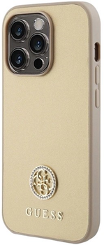 Панель Guess Strass Metal Logo для iPhone 15 Pro Gold (3666339151027)