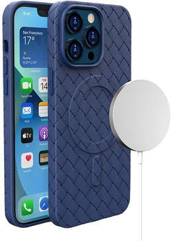 Etui plecki Hurtel MagSafe Woven Case do Apple iPhone 15 Pro Max Navy Blue (9145576281352)