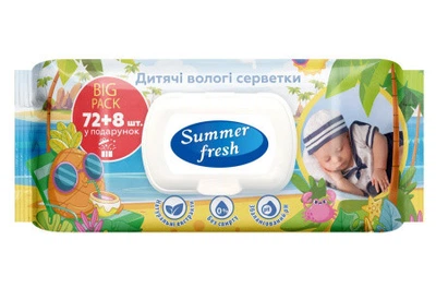 Влажные салфетки детские Summer Fresh ромашка, 80 шт