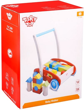 Ходунки Tooky Toy Дерев'яний + Блоки 23 елементи (6970090043925)