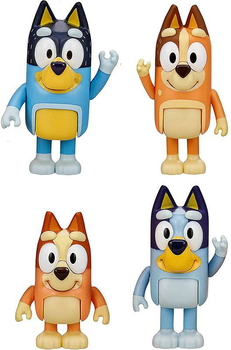 Zestaw Moose Bluey Rodzinka 4 figurki Bluey + Bingo + Bandit + Chilli 6.4 cm (0630996130094)