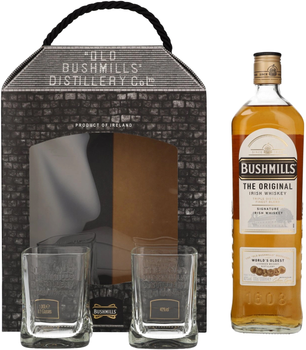 Віскі Bushmills Original 1 л 40% в подарунковій упаковці + 2 стакани (5055966800138)