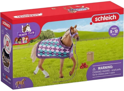 Ігровий набір Schleich Horse Club Англійська кобила з накидкою та аксесуарами 42360 (4059433574110)