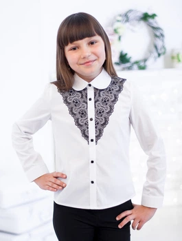 Школьная блузка Свит блуз с чёрным кружевом мод. 5070 р.152 (1014393492)