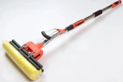 Швабра телескопическая 120х27 см с механическим отжимом оранж (6949) KIT
