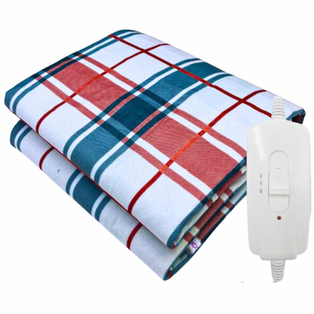 Электрическая простынь с подогревом односпальная Electric blanket, 75х150 см, 2 года гарантии, Турция, в клеточку