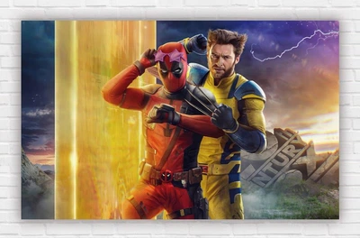 Паперовий плакат "Супергерої Марвел / Marvel. Дедпул / Deadpool. Росомаха / Wolverine. Блискавка" 120х75см