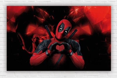 Паперовий плакат "Супергерої Марвел / Marvel. Дедпул / Deadpool серденько" 120х75см