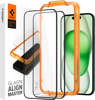 Захисне скло Spigen Glas.tR AlignMaster Full Cover для Apple iPhone 15 Plus 2 шт. Black (8809896752091)