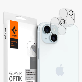 Szkło hartowane Spigen Glas.tR Optik do Apple iPhone 15 / iPhone 15 Plus 2 szt. Transparent (8809896752367)