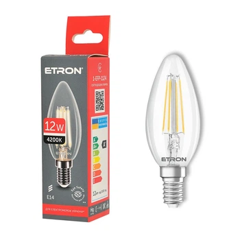 Світлодіодна філаментна лампа ETRON Filament 1-EFP-1124 12W 4200K E14 C37 прозоре скло