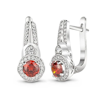 Серебряные серьги с красными фианитами Кира