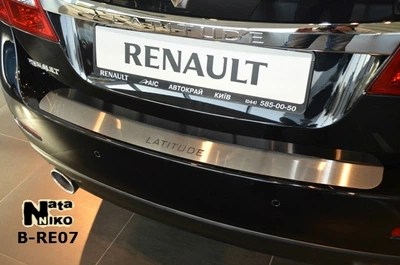 Накладка на бампер Renault Latitude 2011- без загиба NataNiko B-RE07